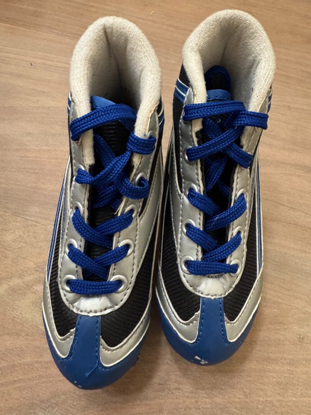 StarGlide Double Runner Ice Skates Blue Silver Beginner Learn to Skate Jr 12